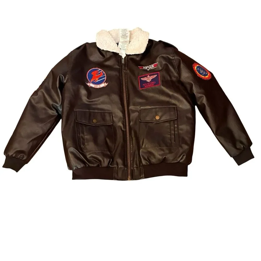 Boys Top Gun Rubies Paramount Bomber Jacket Maverick Size Large Zipper Front